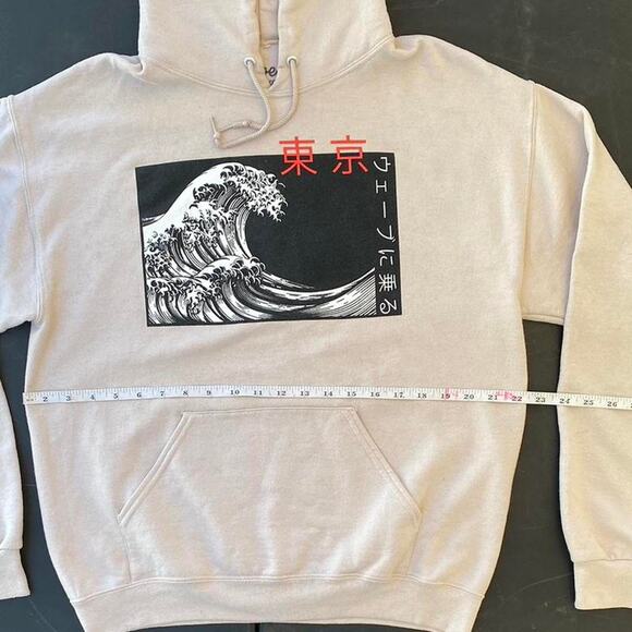 japanese wave beige hoodie - Picture 4 of 4